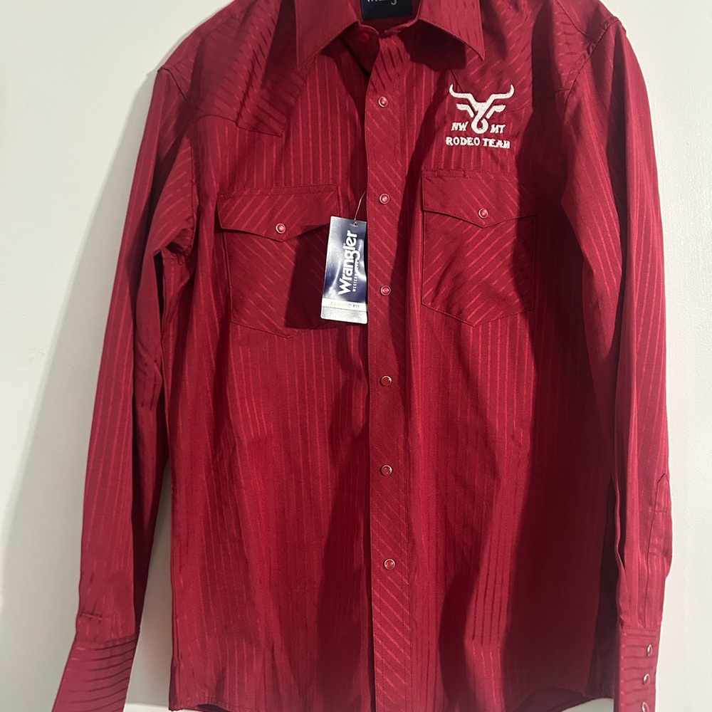 Wrangler Men's Deep Red Rodeo Team Shirt